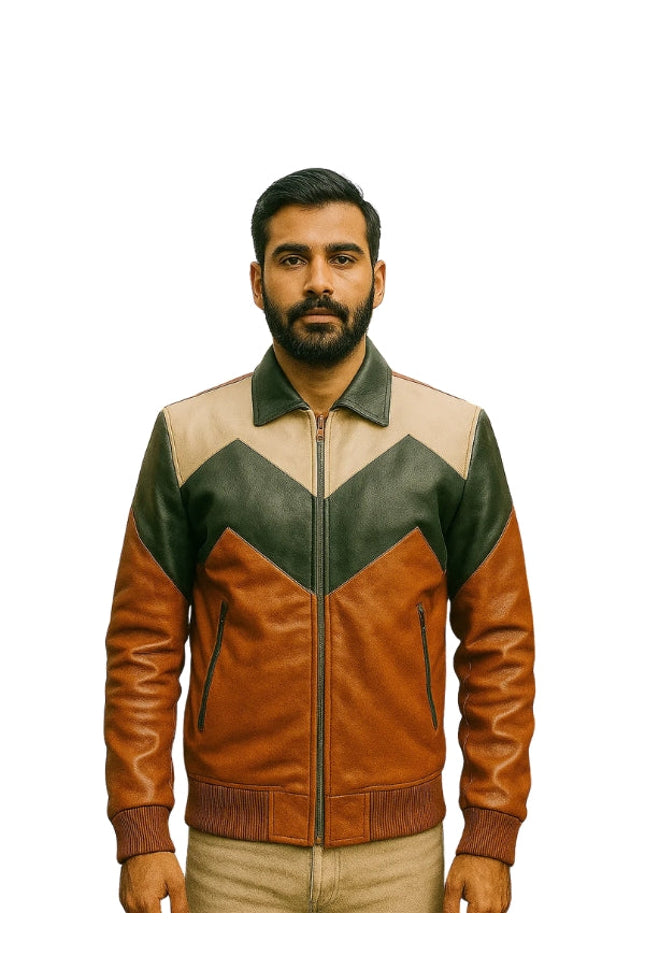 Multicolor Leather Bomber Jacket