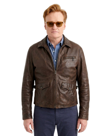 Must Go Conan O’Brien Brown Leather Jacket