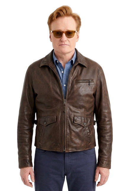 Must Go Conan O’Brien Brown Leather Jacket