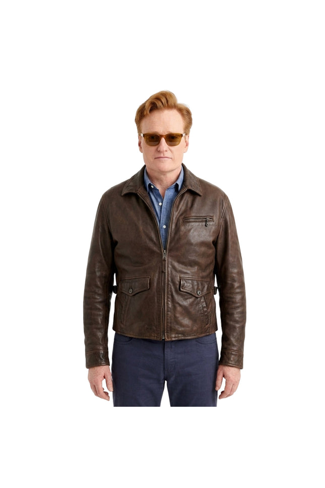 Must Go Conan O’Brien Brown Leather Jacket