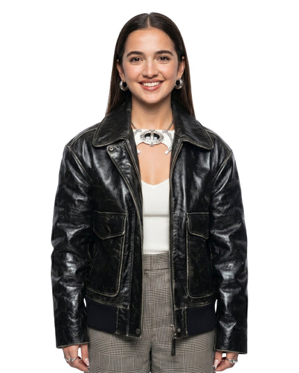 NYC 2026 Mattea Conforti Black Leather Jacket
