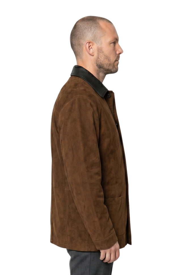 NYC 2026 Nicholas Hoult Brown Suede Leather Jacket