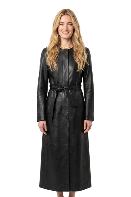 NYC 2026 Sarah Pidgeon Black Leather Coat