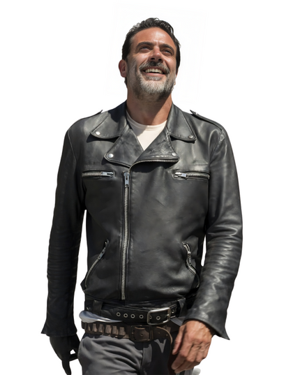 Negan The Walking Dead Black Leather Biker Jacket