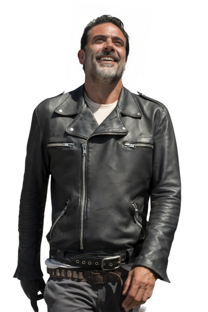 Negan The Walking Dead Black Leather Biker Jacket