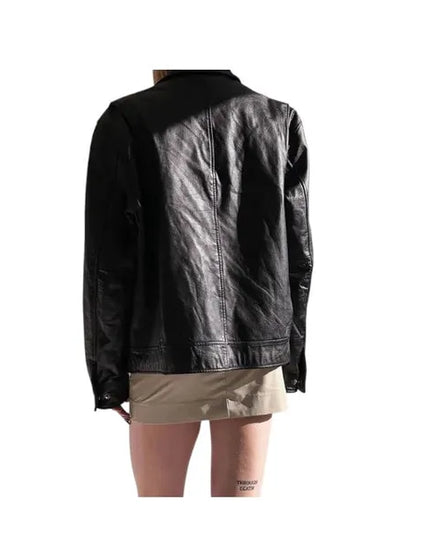 Women's oversized leather jacket for casual and streetwear fashion