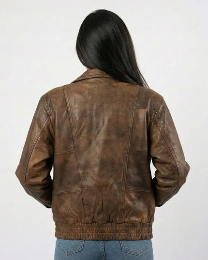 oversized brown leather jacket
