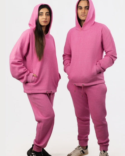 Unisex Stylish Pink Fleece Tracksuit