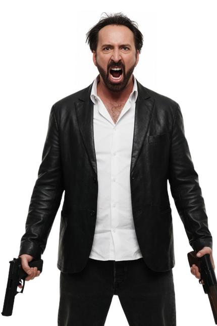 Prisoners of the Ghost land Nicolas Cage Black Leather Suit Jacket