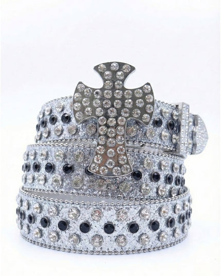 Decorative belt with a cross design on a white background