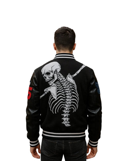 Rod Skull Godspeed Letterman Black Varsity Jacket