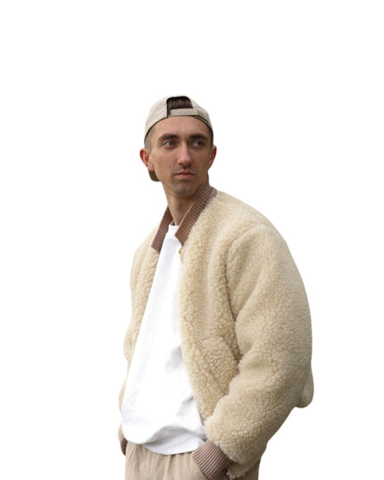 Sheep's Handmade Beige Teddy Bomber Jacket