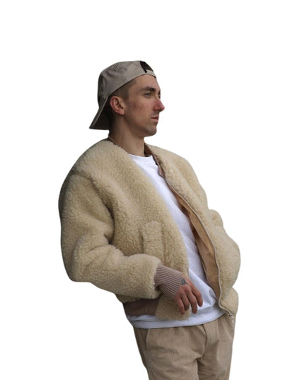 Sheep's Handmade Beige Teddy Oversized Jacket