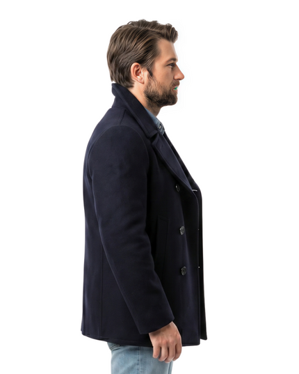 Shop The Brandon Sklenar It Ends With Us Blue Peacoat