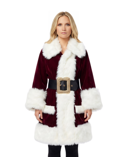 Shop The Eddie Janko Blue Bloods S10 Deep Red Shearling Santa Coat