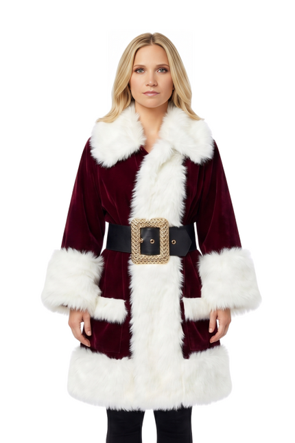 Shop The Eddie Janko Blue Bloods S10 Deep Red Shearling Santa Coat