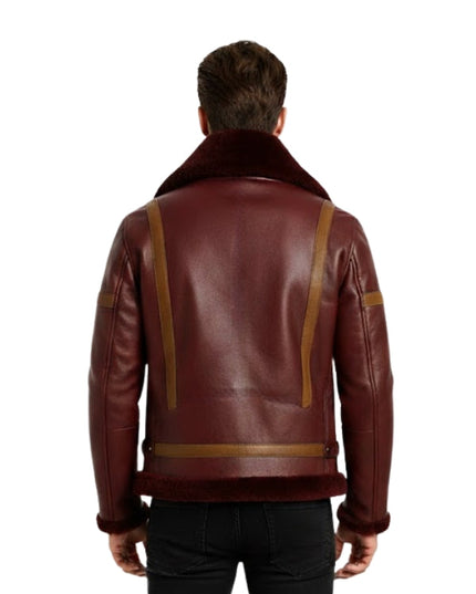 Brown leather jacket with brown accents on a white background