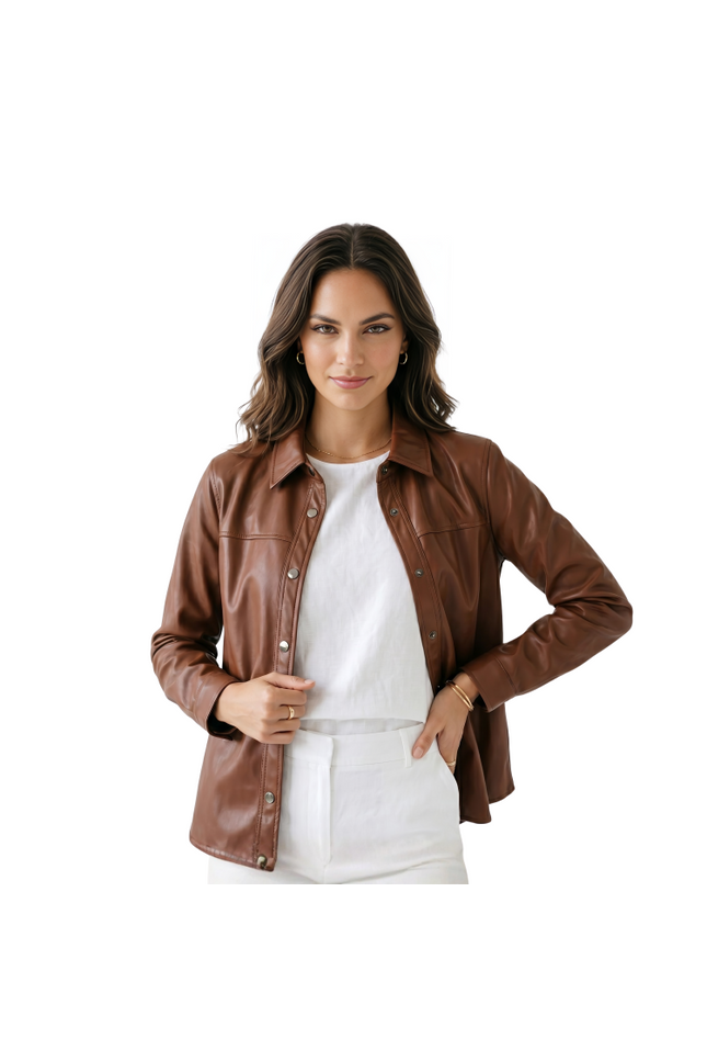 Shop The Women's Brown Vegan Leather Jacket