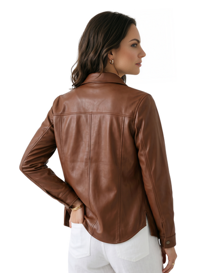 Shop The Women's Brown Vegan Leather Jacket Today