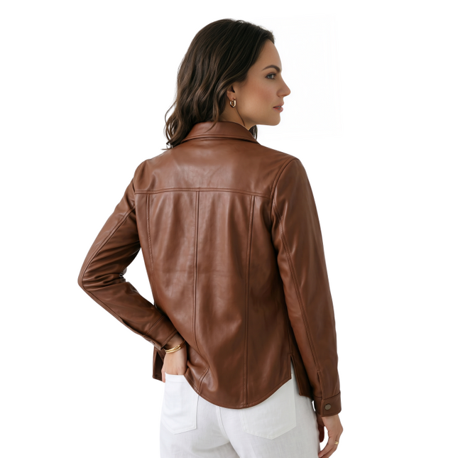 Shop The Women's Brown Vegan Leather Jacket Today