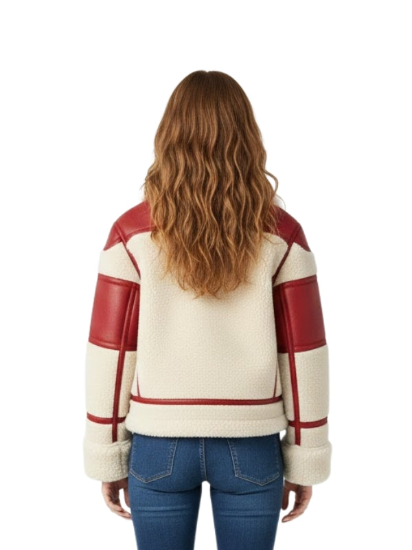 Women's Handmade Shearling Aviator Bomber Jacket