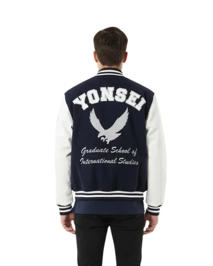 Yonsei University letterman varsity jacket for men and women, designed for everyday wear with a clean and stylish look