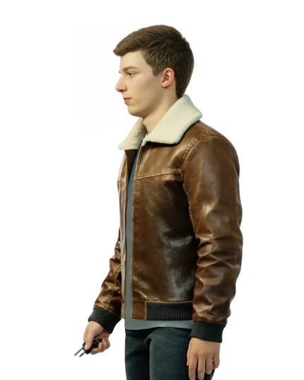 Spider-Man 2 Peter Parker Brown Leather Jacket Live