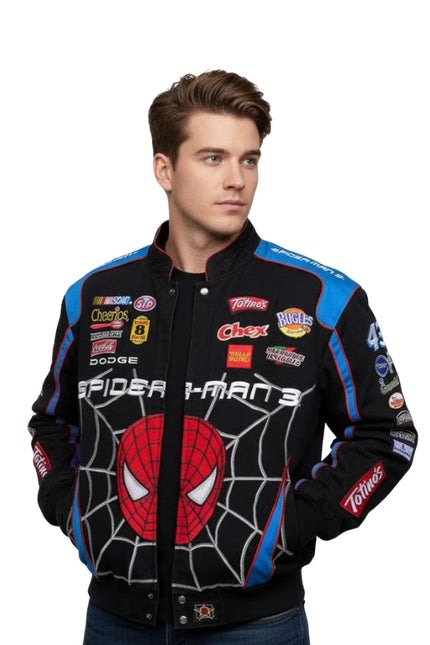 Spider-Man 3 Vintage JH Designs Bobby Lobonte Nascar Printed Jacket