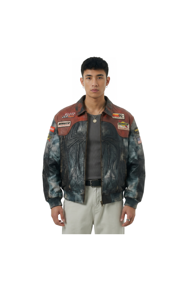 Spider-Man Vintage Biker Leather Jacket