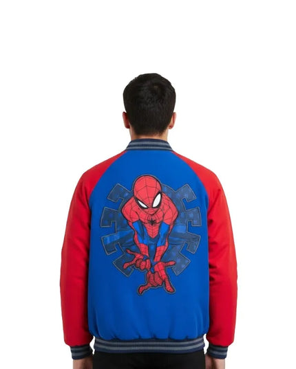 Spiderman Varsity Jacket with iconic design for casual wear.