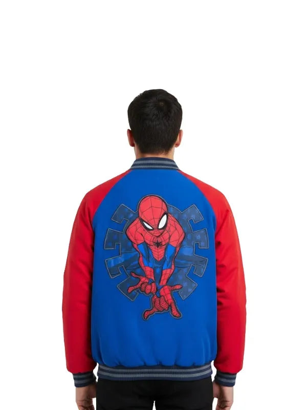 Spiderman Varsity Jacket with iconic design for casual wear.