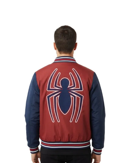 Spiderman Varsity Maroon Jacket with classic varsity design.