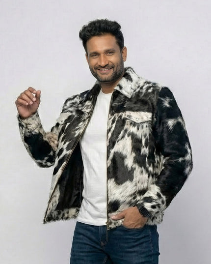 Men’s Multicolor Cowhide Hair-On Pony Skin Jacket