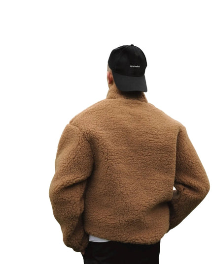 Sweater Wool Lining Handmade Teddy Brown Jacket