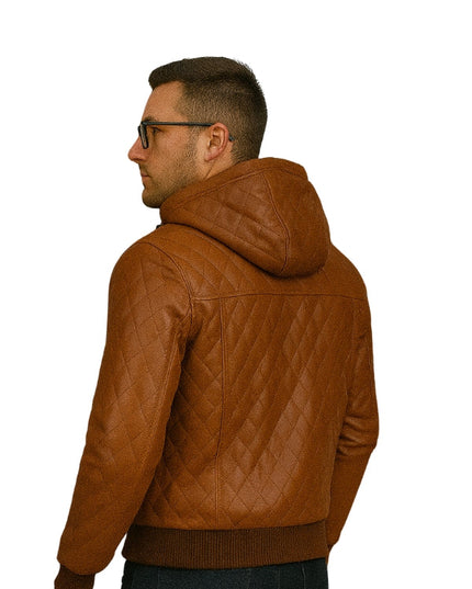 Tan Brown Bomber Style Quilted Jacket