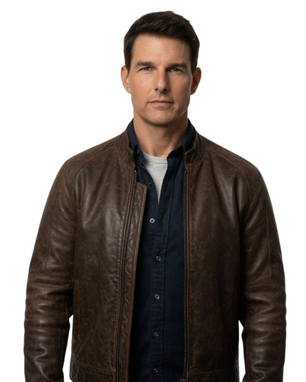 Tom Cruise Jack Reacher Movie Brown Distressed Leather Jacket