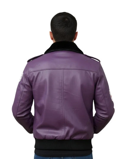 Tracey Walter Batman Bob the Goon Purple Joker leather bomber jacket