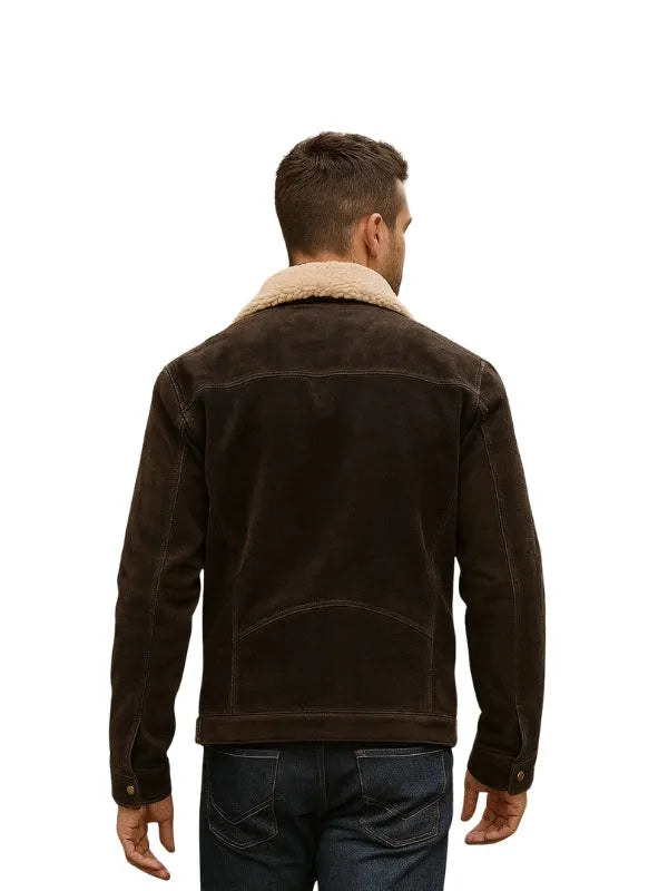 Brown Ugg Belfast Suede Leather Bomber Jacket for men