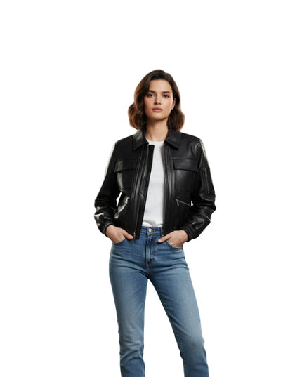 Uma Black Oversized Leather Jacket