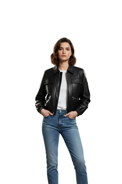 Uma Black Oversized Leather Jacket
