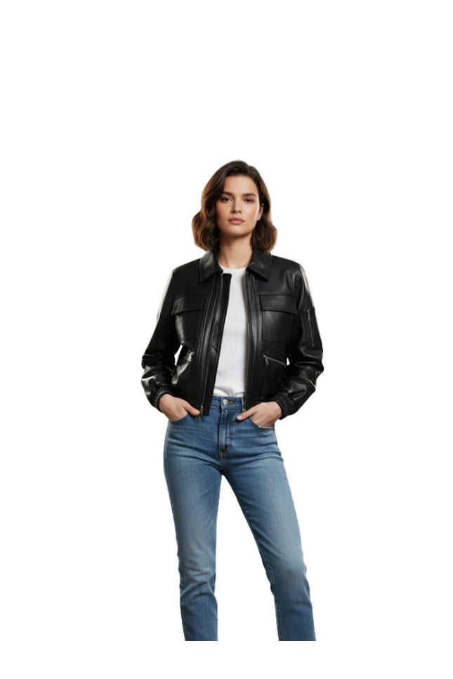 Uma Black Oversized Leather Jacket