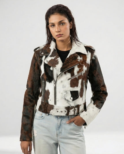 Unisex Cow Hide Hair On Leather Jacket