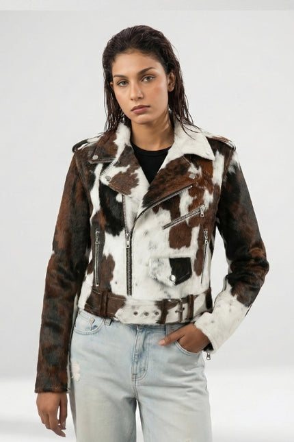 Unisex Cow Hide Hair On Leather Jacket