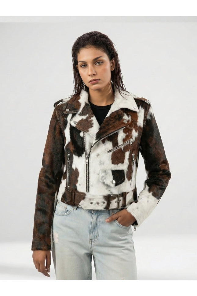 Unisex Cow Hide Hair On Leather Jacket