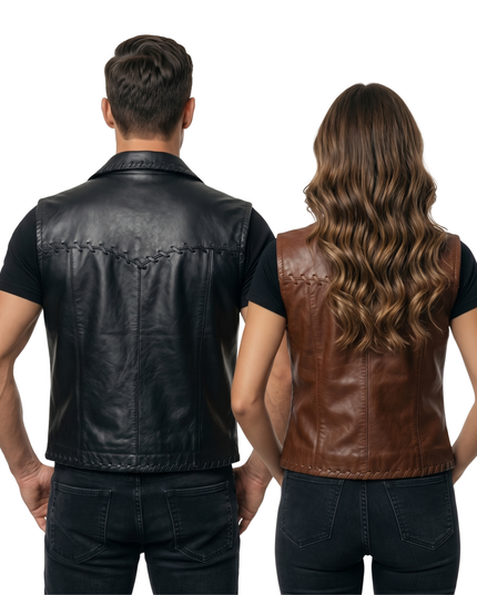 Unisex Leather Whipstitch Vest Buy Now