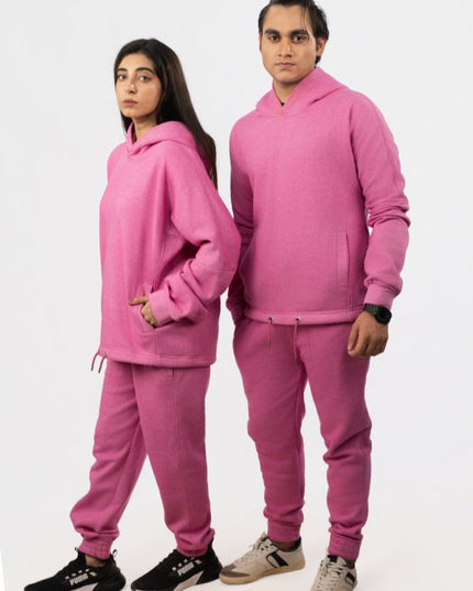 Unisex Stylish Pink Fleece Tracksuit