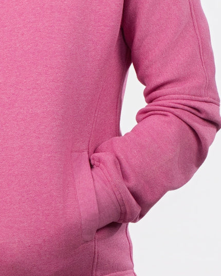 Close-up of a pink hoodie with a white background