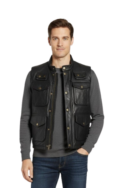Unisex WWE Black Biker Leather Vest