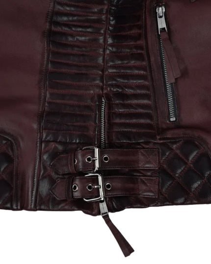 Charlotte Burnt Wine Leather Jacket