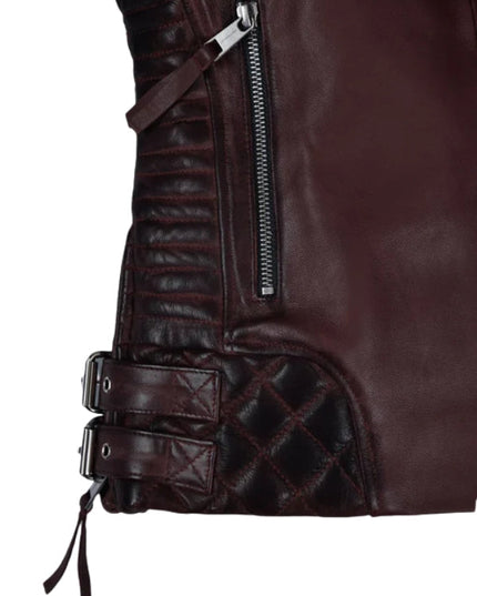 Charlotte Burnt Wine Leather Jacket
